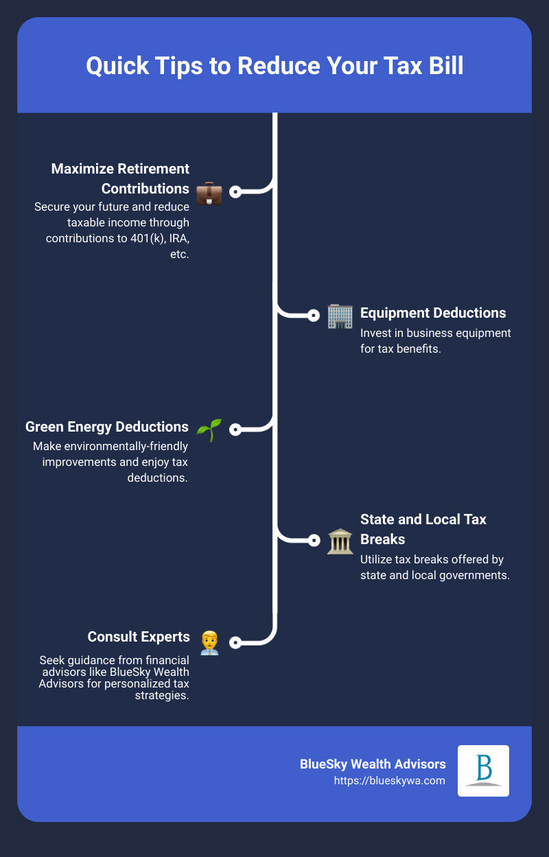 tax reduction tips infographic - tax reduction strategies infographic infographic-line-5-steps